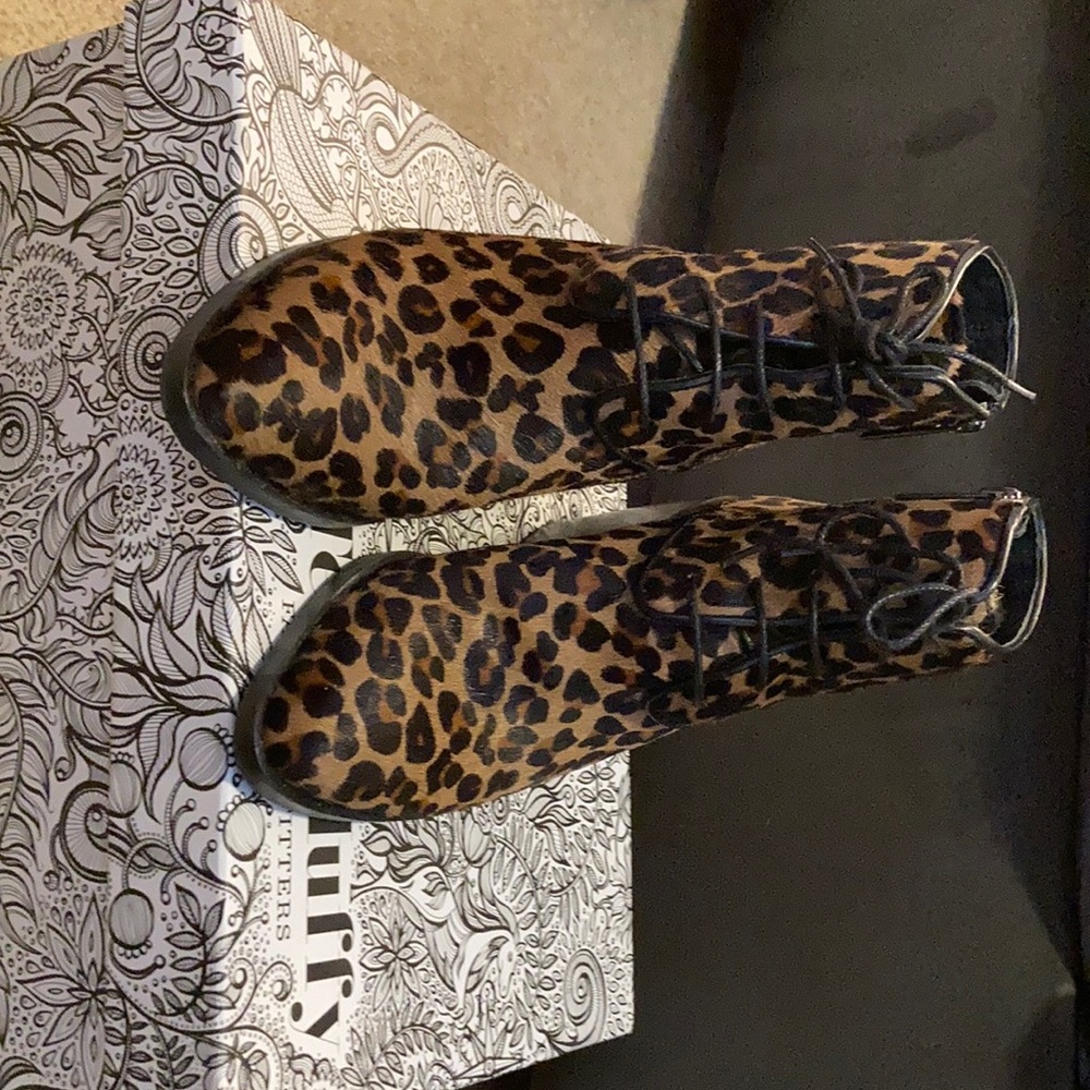 Leopard print booties